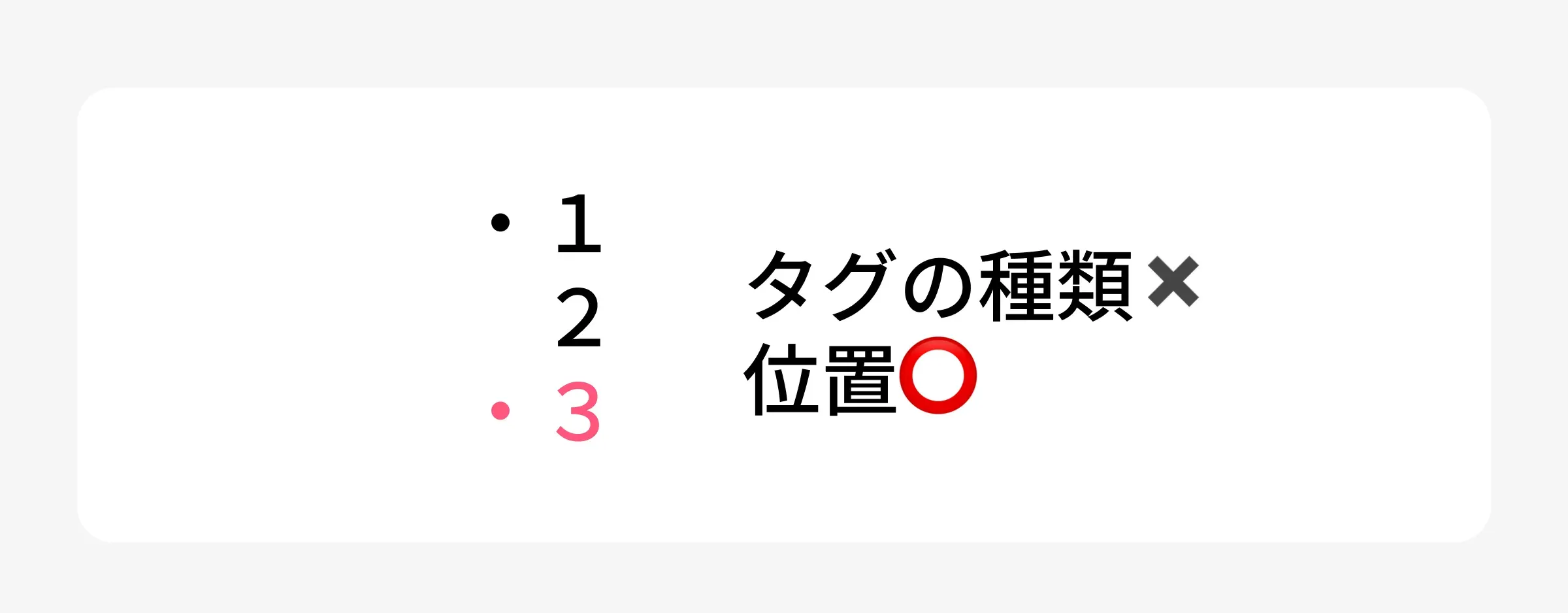 タグの位置を指定する