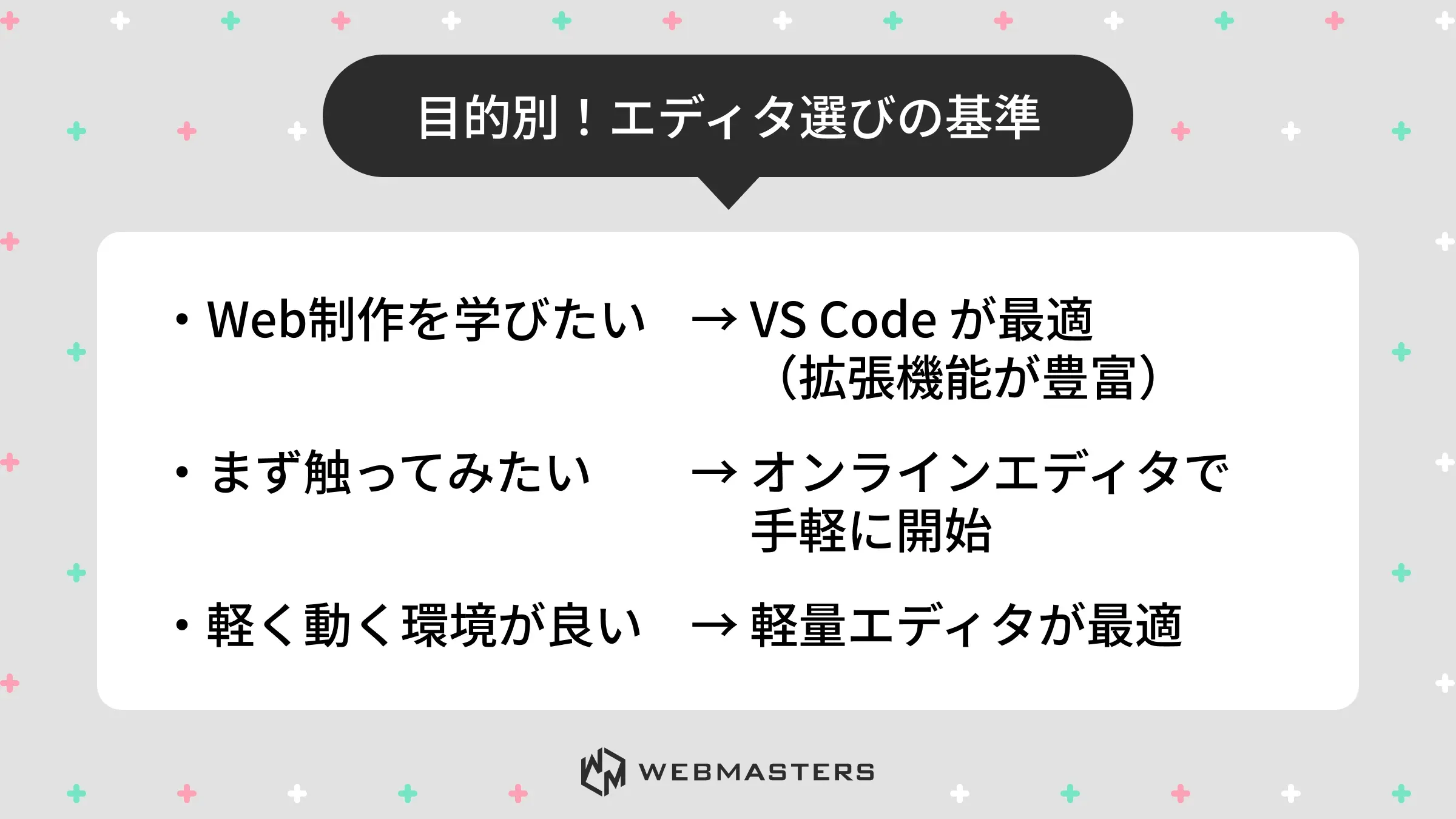 エディタとは>基準